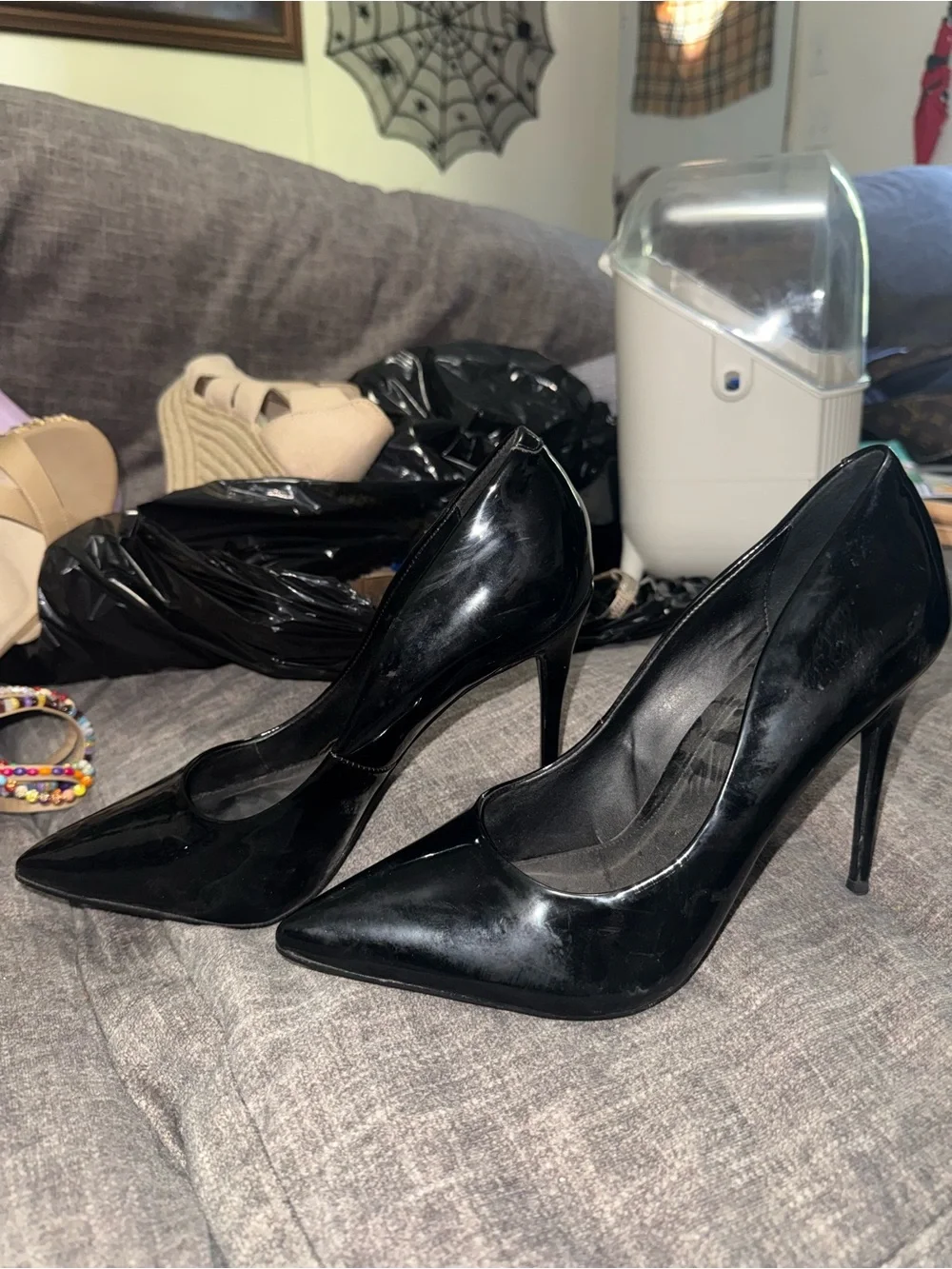 Steve Madden Daisie Black Patent Pointed Toe Pumps Heels Size 10